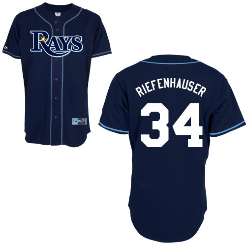 C-J Riefenhauser #34 Youth Baseball Jersey-Tampa Bay Rays Authentic Alternate 2 Navy Cool Base MLB Jersey